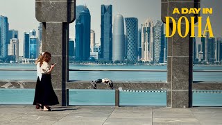 A Day in Doha Qatar Walking Tour 4K [upl. by Ahsilek]