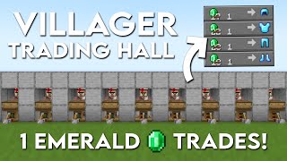 EASIEST Villager Trading Hall in Minecraft 121  ALL TRADES 1 EMERALD [upl. by Peper]