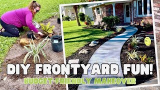 Giving our BORING front yard a Makeover on a BUDGET  DIY front yard landscaping project [upl. by Anih]