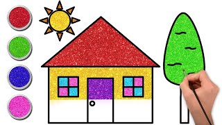 How to Draw A House From Shapes  Drawing Coloring and Painting for Kids  Chiki Art [upl. by Annyrb]