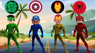 Granny Motu Patlu  Vs Superhero Fight  Cartoon Spiderman Datman Hulk  Tebak Gambar Marvel [upl. by Canon696]