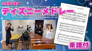 【楽譜付】ディズニー超名曲メドレー【23曲・打楽器4重奏版】 [upl. by Baryram]