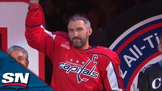 Capitals Honour Alex Ovechkin For Passing Gordie Howe On AllTime Goal List [upl. by Neelear755]