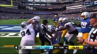 Raiders and Charger players fight after chargers TD nfl [upl. by Corry]