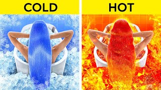 EXTREME HOT VS COLD CHALLENGE  Fire Girl vs Water Girl Were Adopted Parenting Hacks by 123 GO [upl. by Leahcir]