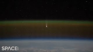 Whoa Comet and unidentified satellite seen from space in amazing timelapse [upl. by Dylane]