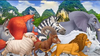 Animal stampede near mountains and road Cartoonickids [upl. by Jazmin]