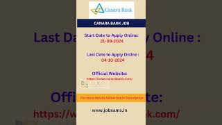 Canara Bank Recruitment 2024 newjobvacancy jobvacancy ytshorts [upl. by Carmon]