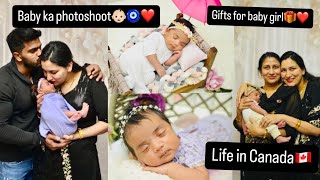 Baby Girl k gifts🎁 Newborn Photoshoot in Canada🇨🇦 18 days after delivery ❤️ [upl. by Jankell]