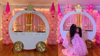 PINK AND GOLD PRINCESS PARTY DIY PRINCESS CARRIAGE CINDERELLA CARRIAGE [upl. by Atthia]