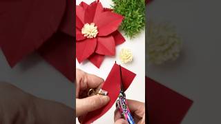 DIY Paper Flower Poinsettia  Feather Petaled Flowers paperflower diy shorts [upl. by Ranique]