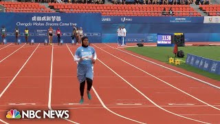 Watch Somali sprinter runs 100m race in about 21 seconds [upl. by Schaumberger286]