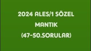 2024 ALES1 SÖZEL MANTIK4750SORULAR EŞ DEĞER [upl. by Nevs907]