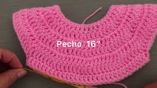 Como tejer un canesú redondo fácil canesú a crochet 4 tallas [upl. by Assilana]