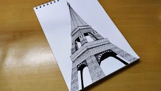 How to draw easy Mandala art of Eiffel tower  Zentangle art  Doodle art  Quick drawing [upl. by Oxley]