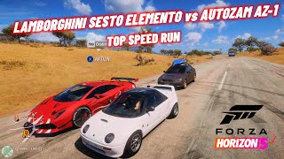 Lamborghini Sesto Elemento🚀 vs Autozam AZ1🤪  Top Speed Run On The Highway  Forza Horizon 5 [upl. by Anitap361]