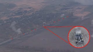 Video of the Defeat of an Armored Vehicle Convoy in Donetsk Region [upl. by Carmel]