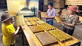 Beautiful WOOD ART Revealed by Vietnamese Craftsman Process of making artistic CUTTING BOARDS [upl. by Pansie]