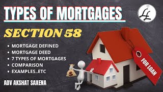 TYPES OF MORTGAGES  SECTION 58 TRANSFER OF PROPERTY ACT  MORTGAGE amp ITS DEFINITIONS SECTION 70 [upl. by Tehcac]