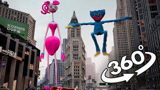 VR 360° GIANTS Mommy Long Legs and Huggy Wuggy attack in NewYork [upl. by Nnairol]