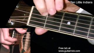 TEN LITTLE INDIANS Easy Guitar Lesson  TAB by GuitarNick [upl. by Divd]