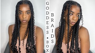 How to Jumbo Knotless Goddess Box Braids With Curly Ends Very Detailed [upl. by Vivien]