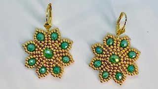 Blomma Earrings 💎 beadingtutorial [upl. by Enrahs]