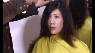 Lady model in long dye hair cut to short [upl. by Jenness]