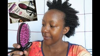 SIMPLY STRAIGHT ELECTRIC BRUSH on AFRICAN NATURAL HAIR [upl. by Lairbag]