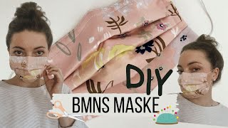 ✂️ BMNS Maske  Behelfs Mundschutz nähen DIY TUTORIAL [upl. by Yzdnil]