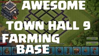 AWESOME TOWN HALL 9 FARMING BASE  RATHAUS 9  CLASH OF CLANS HD [upl. by Nonrev]