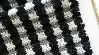 Crochet Buffalo Plaid  Interlocking Block Stitch [upl. by Lebasy]