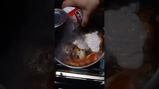 Pork Chop 🍚 Winter Camping Recipe porkrecipe wintercamping dogshorts [upl. by Aimehs]