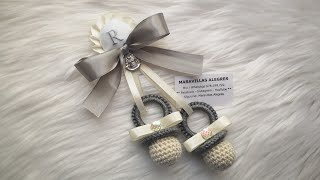 🍼Medalla bebé capazo crochet gris y beig 💛Rodrigo  Baby gray and beige crochet carrycot medal 🧶🦋🌈 [upl. by Desdamonna]