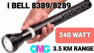 iBELL FL82898289 Torch Rechargeable 240W Ultra Long Beam Range 35 KM Torch Unboxing amp Overview [upl. by Luzader]