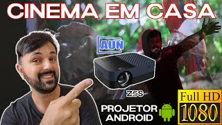 Projetor 1080P sistema android BOM e BARATO 😍 UM CINEMA EM CASA COM AUN Z5s Unboxing e Review [upl. by Alaikim]