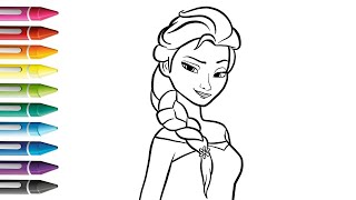 How To Draw Cute Elsa Frozen  Coloring For kids amp Toddlers  Dibujar Y Colorea Elsa Frozen [upl. by Arst]