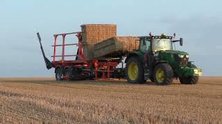 Bale Chasing with John Deere 6195R amp Big Bale Transtacker [upl. by Ahsitneuq153]