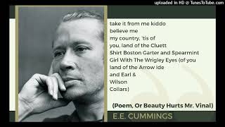 Read by the poet quotPoem Or Beauty Hurts Mr Vinalquot by ee cummings [upl. by Akineg12]