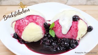 Hefeklöße mit Blaubeeren und Vanillesoße  Hefeteigrezepte [upl. by Cir]