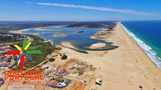 Lagoa de Santo André  Santo Andre Lagoon aerial view  Santiago do Cacém  4K Ultra HD [upl. by Nalaf697]