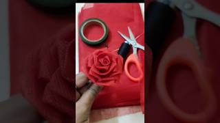 DIY How To Make Rose Flower Form Organdy Cloth  Cloth Flower shortsfeedtrendingshorts rosemaking [upl. by Misab]