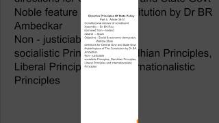 Directive Principles Of State Policy  shorts ytshorts education [upl. by Zorah]