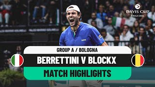 Matteo Berrettini v Alexander Blockx Highlights  Italy v Belgium Davis Cup 2024 Finals Group Stage [upl. by Barling]