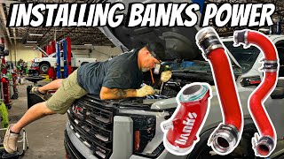 Master Tech Installing Banks Boost Tubes And Monster Ram Turbo Inlet Elbow On GMC amp Chevy HDs [upl. by Audras]