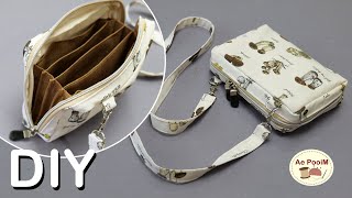 DIY Zipper sling bag with divided compartments inside [upl. by Etnomaj257]