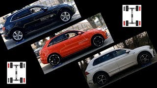 SLIP TEST  Ouattro Ultra vs Haldex  Audi Q5 vs VW Tiguan 4Motion vs Audi Q3 4x4testsonrollers [upl. by Anilah88]