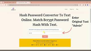 Match Bcrypt Hash with Password amp Check  Hash Password Converter To Text Online [upl. by Amian135]