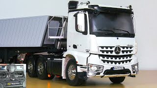 UNBOXING RC TRUCK MB MERCEDESBENZ AROCS 3363 WITH CARSON TRAILER FIRST TEST [upl. by Chessa]