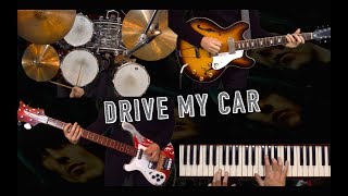 Drive My Car  Guitar Bass Drums and Piano Cover  Instrumental [upl. by Wendie795]